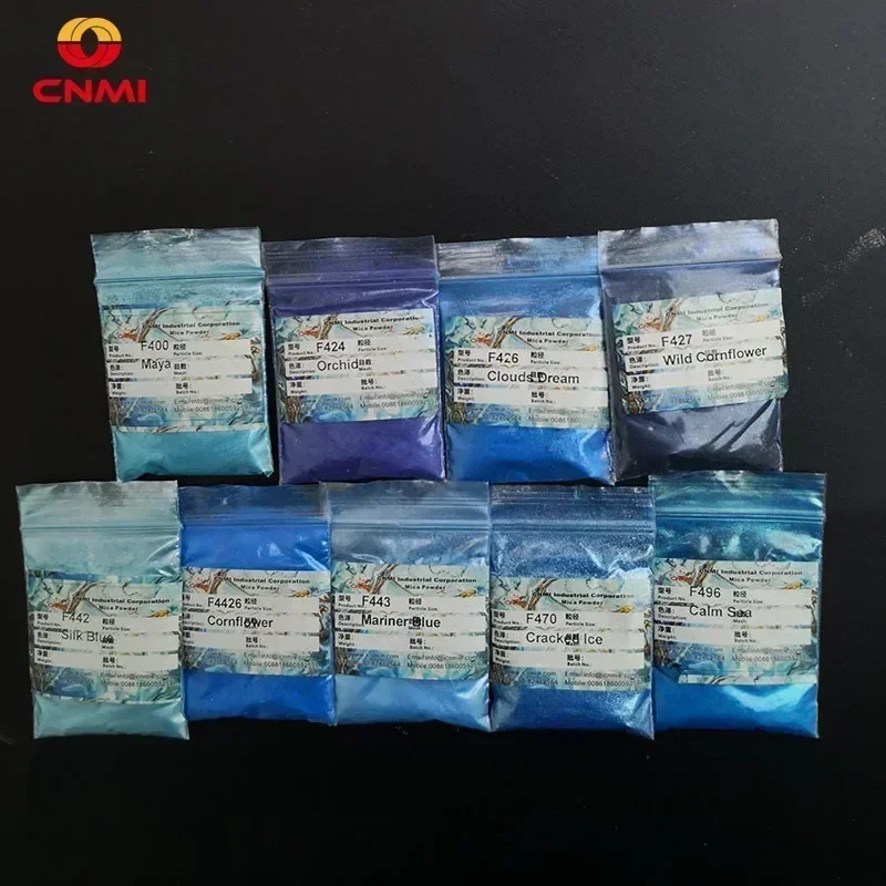 CNMI 100g/bag Blue Mica Powder Natural Mica Mineral Pigment for Epoxy Resin DIY Soap Making Eye Shadow/Nail Arts Coloring Dye