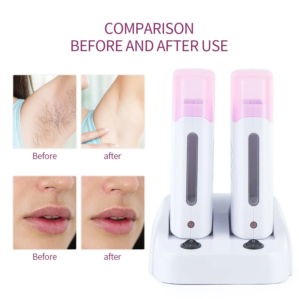 Electric Double Rolling Depilatory Waxing Machine Double Base Wax Heater Hair Removal Waxing Warmer Epilator for Whole Body 6