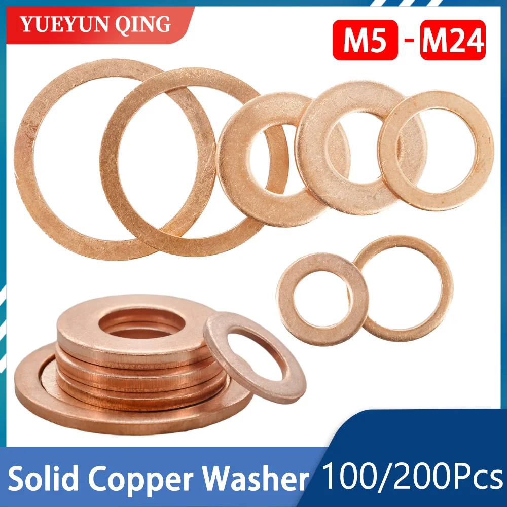 WholesaleM5M10M24SolidPureCopperWashersOilSumpPlugFlatSealingGasketMotorcycle