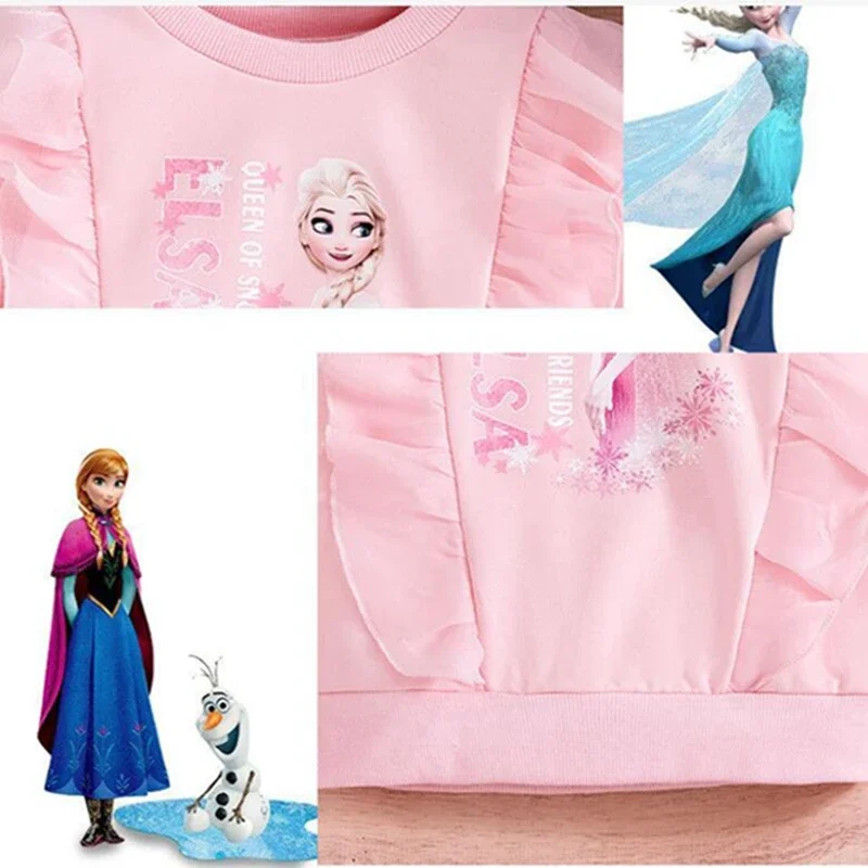 Baby Girls Cartoon Frozen Clothes Girls Long Sleeve Hoodies Sweatshirt Spring Autumn Kids Tshirts Children Tops Toddler Outfits
