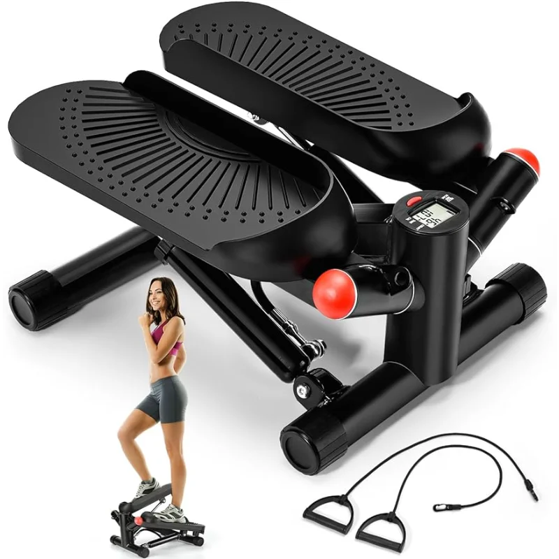 

Mini Steppers for Exercise, Stair Steppers Machine with Super Quiet Design, Hydraulic Twist Stepper with Resistance Bands