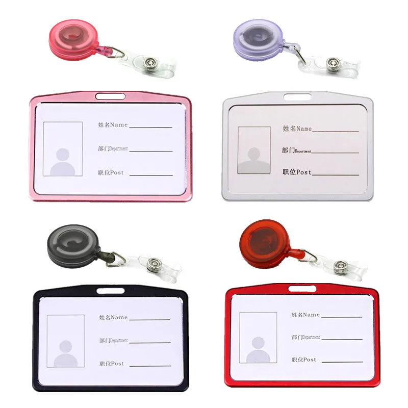 

Metal Pass Work Card Holder Cover ID Tag Case Chest Tag for Staff Nurse Workers Badge Reel Name Card Sleeve Protector Clip