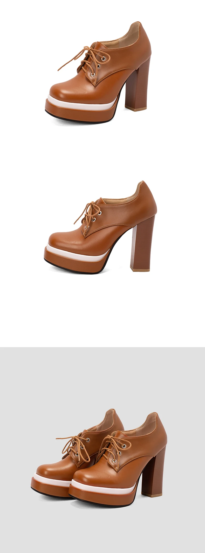 Ultra-High Thick-Heeled Lace-Up Breathable Color-Blocking Pumps Candy-Colored Cross-Laced Double-Layer Platform High Heels