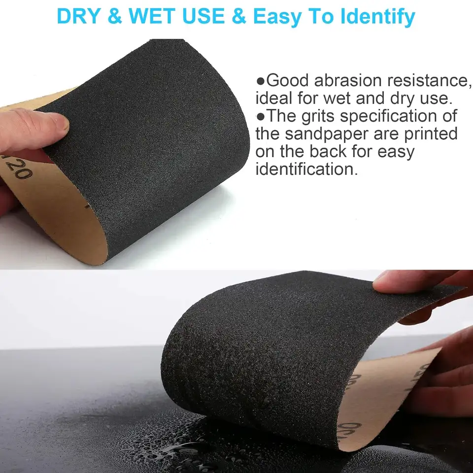 42-Piece Pack of Dry and Wet Sandpaper, 120 to 3000 Grit Combination, 9X 3.6inch, Suitable for Car Polishing, Wood Furniture Processing, and Woodworking Carving, Etc image 5