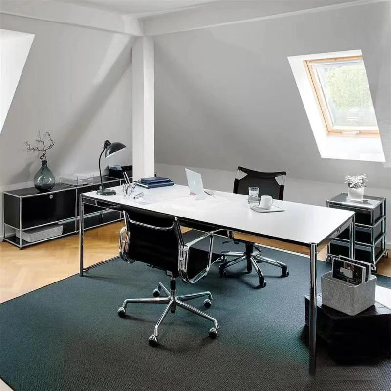 Pre-used simple stainless steel desk, writing , rectangular conference book computer