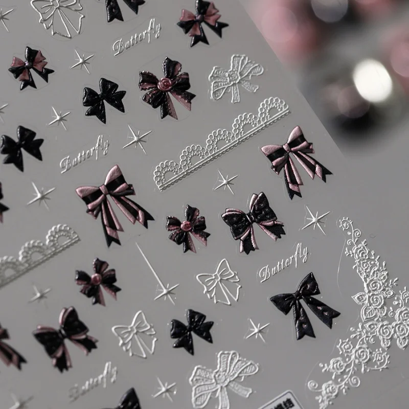 

[Meow.Sensei] Cartoon Nail Stickers Three-Dimensional Adhesive Nail Sticker Ornament TS-3489 Pink Cute Bow
