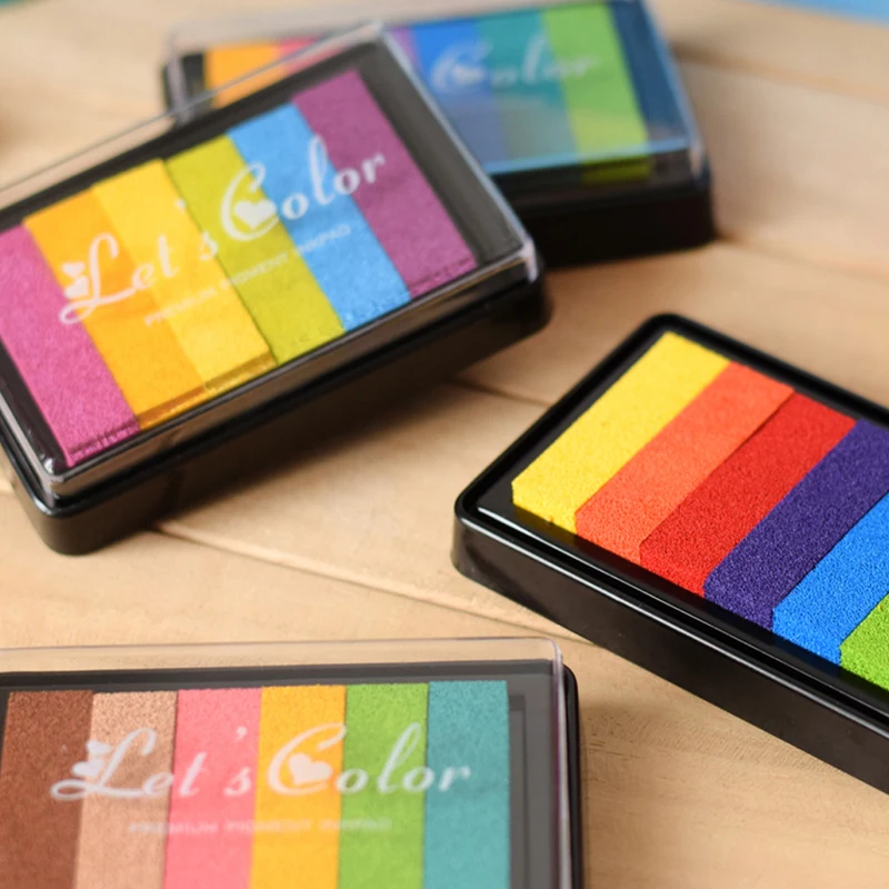 1pc Rainbow Multicolor Pad Oil Based for stamp Scrapbook Photo Album DIY Craft Random Color