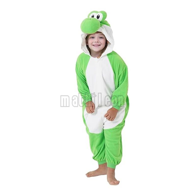 Kinder Onesies Yoshi Kigurumi Jungen Pyjamas Cartoon Cosplay Kostüm für Weihnachten Halloween Fleece Nachtwäsche Anime Homewear Pyjamas – Detail 5
