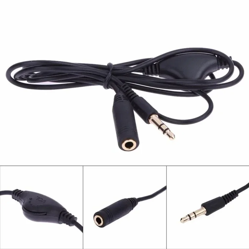 

3.5mm AUX Audio Extension Cable with Volume Control 1/8" TRS Male To Female Jack Stereo Cord for PC MP3 Headphone Speaker