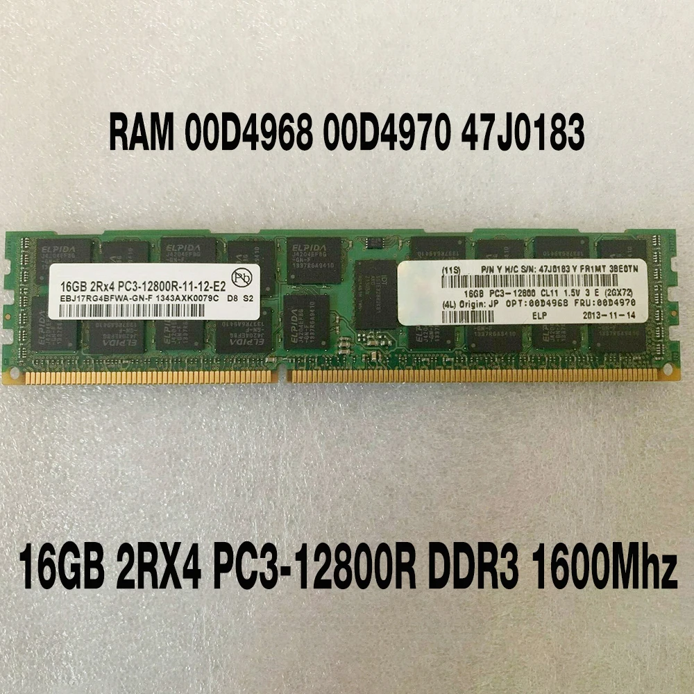 

1PCS RAM 16GB 2RX4 PC3-12800R DDR3 1600Mhz For IBM X3300 X3500 X3550 M4 00D4968 00D4970 47J0183