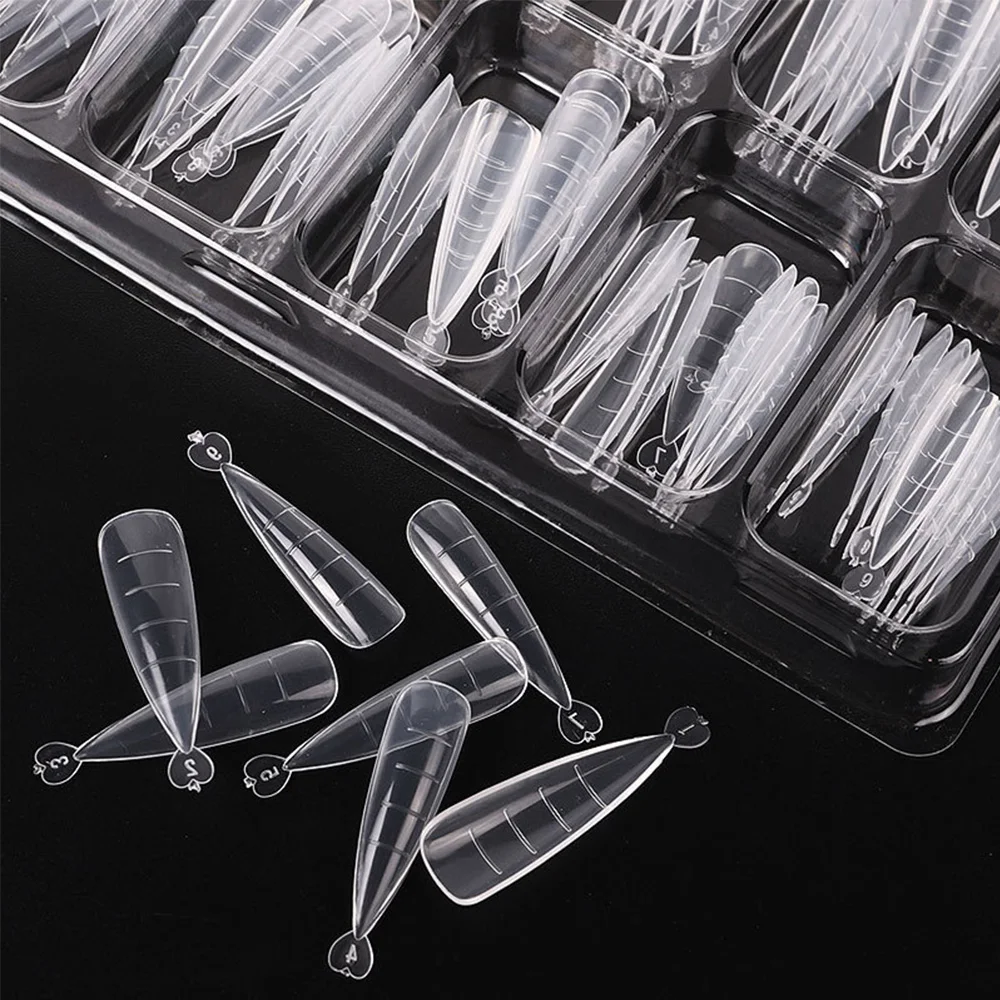 풀 커버 천연 네일 아트 UV 젤 빌더, 아크릴 퀵 빌딩 가짜 손톱, DIY 젤 몰드 팁, 네일 확장, 듀얼 폼