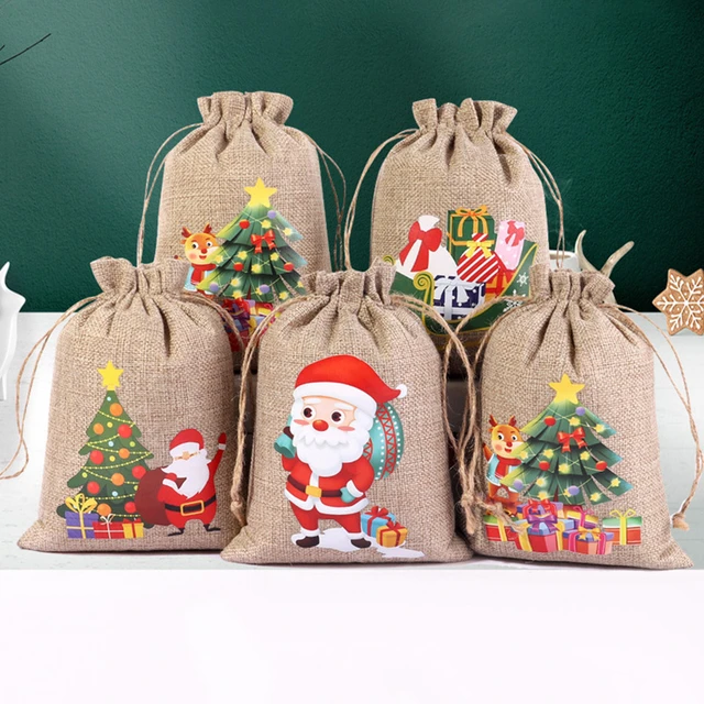 Fourniture De Décoration De Noël : Sac De Rangement De Noël Et Pochette  Cadeau À Cordon – Mini Sac À Bonbons En Forme Délan Du Père Noël