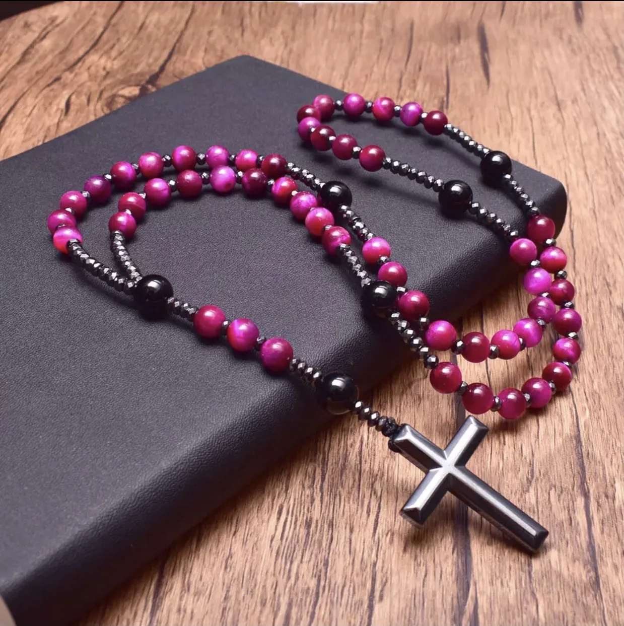 

Кулон в виде креста из черного Желчного Камня, ожерелье с цепочкой для отца, мужские религиозные украшения