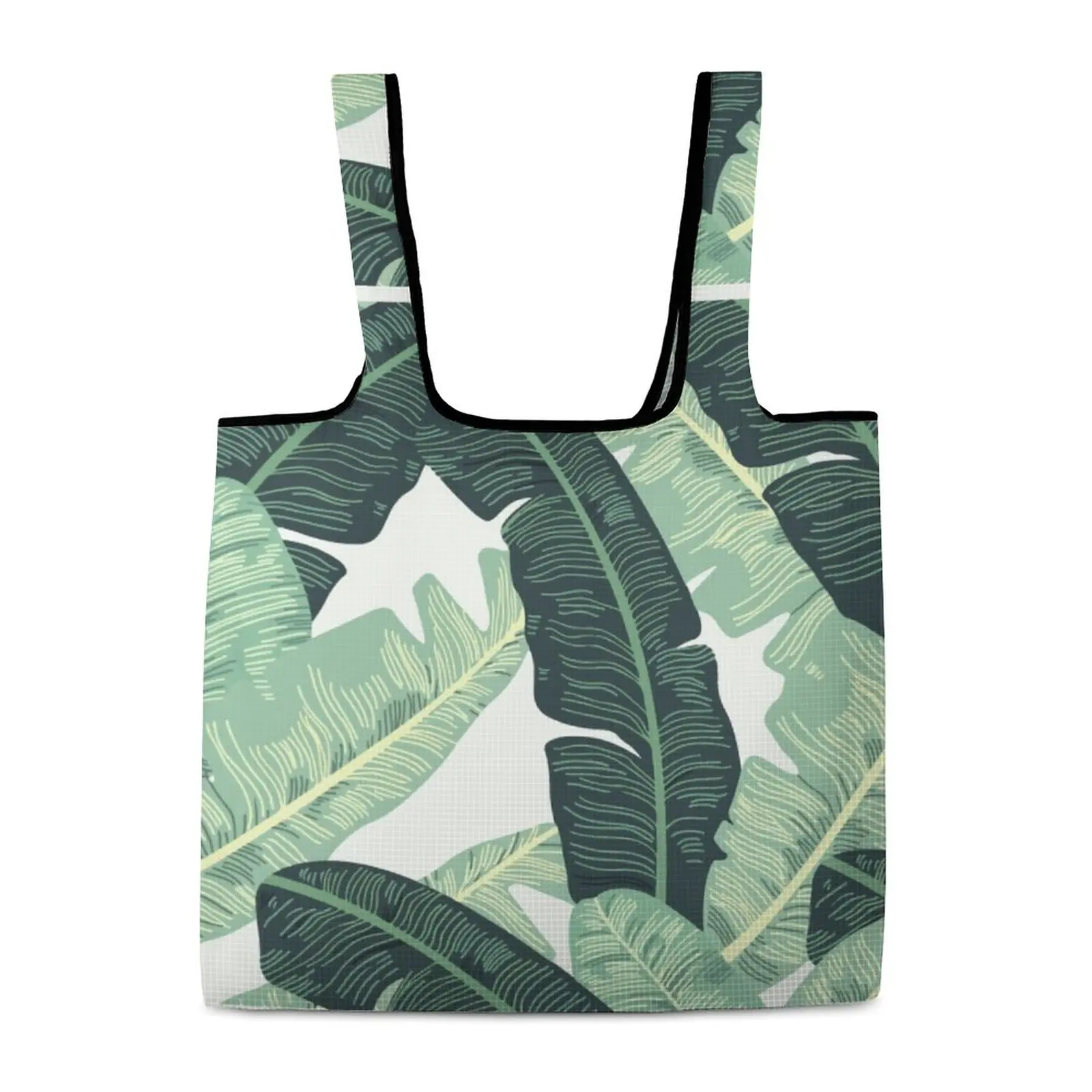 Foldable Shopping Big Green Leaves Handbag Beach Shoulder Bag Custom Pattern Bag Lightweight Reusable Large Capacity Tote Bag taylor 1989 swift large capacity lunch box reusable insulated lunch bag women refrigerated tote bag for work picnic beach