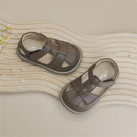 2024 New Summer Baby Shoes Leather Cut-outs Soft Sole Boys Sandals Closed Toe Non-slip Fashion Toddler Girls Sandals EU 15-25 3