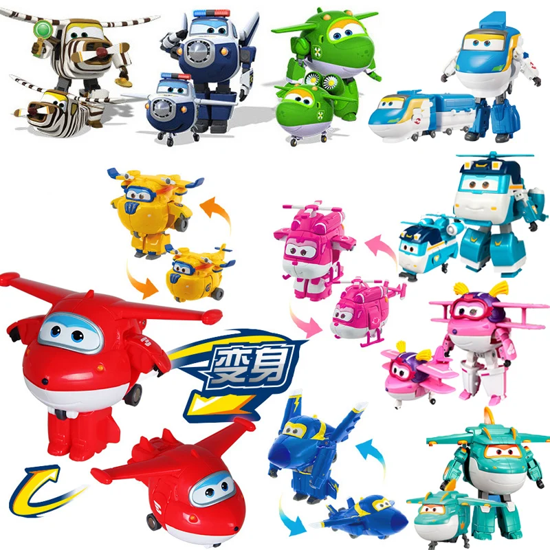 

Super Wings Action Figures Transforming Robots Jett Donnie Bello Deformation Airplane Car Animation Models Toys Christmas Gifts