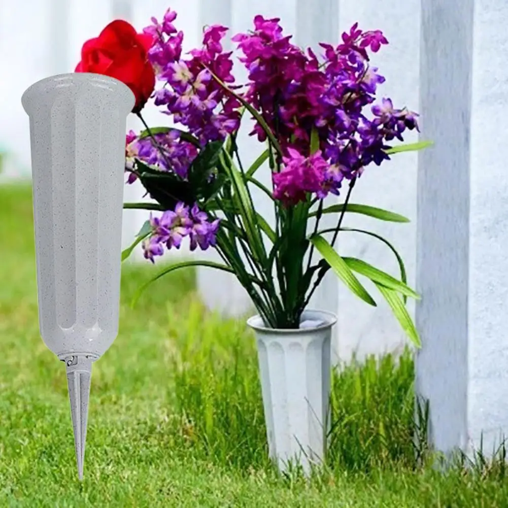 

Flower Vase T-shape Detachable Plastic Outdoor Grave Cemetery Vases with Spike for Park