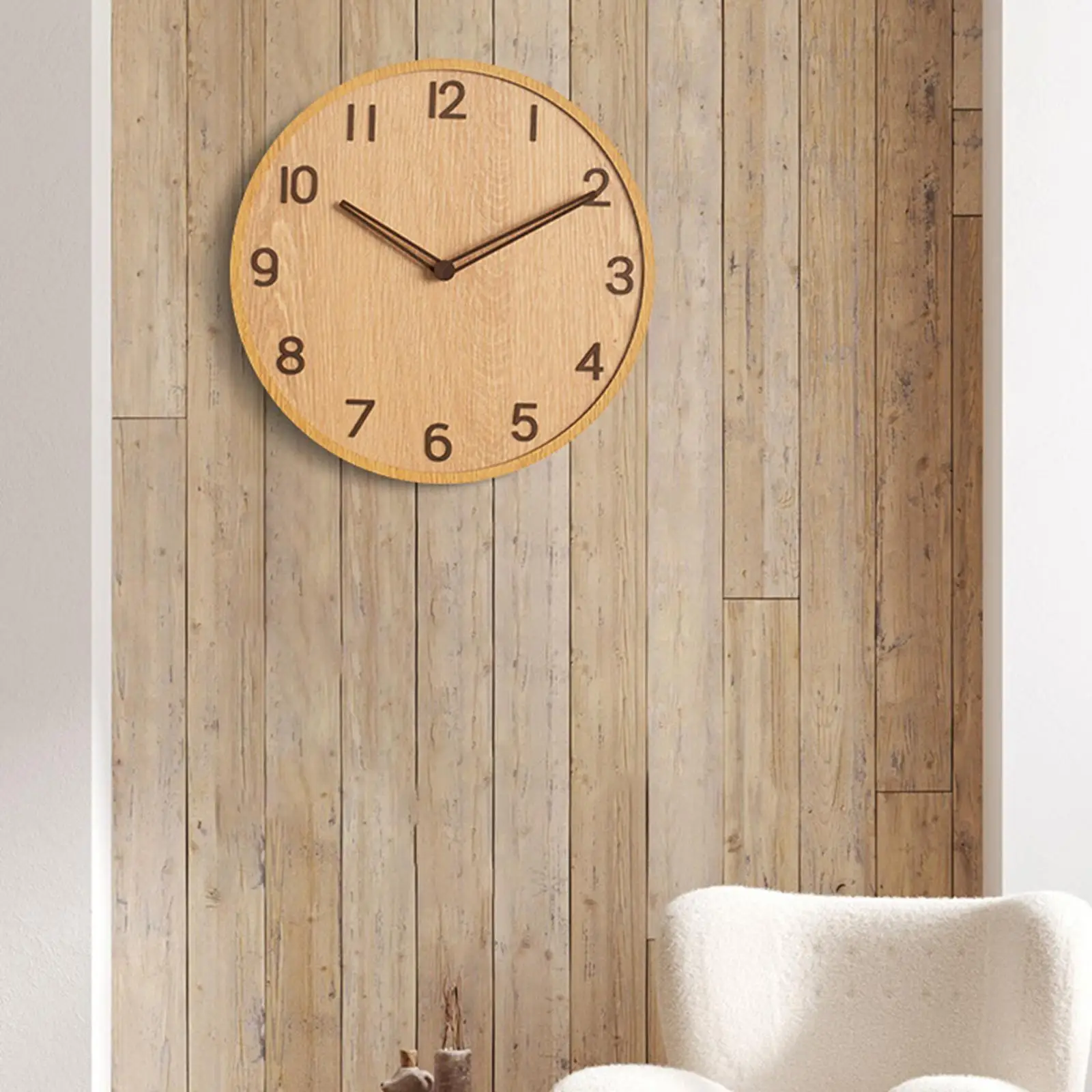 Modern Wooden wall Clock Decor Silent Sweep Art Round Silent for Bathroom