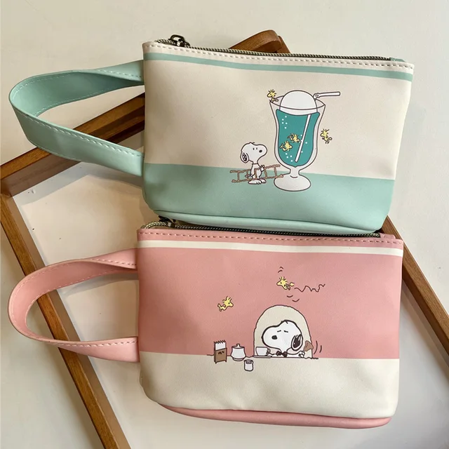 Japanese Snoopy Creative Coffee Cup Shape Handbag Mini Lipstick Powder Cake Organizer Bag Coin Purse Storage Bag for Girl Gift