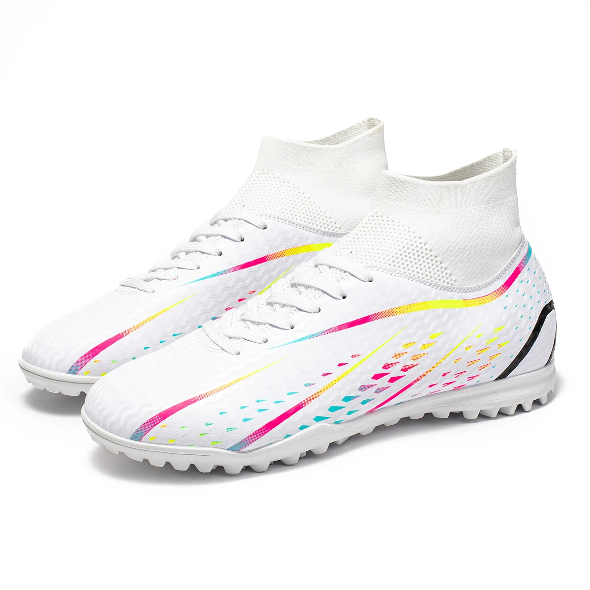New Professional Football Shoes TF Broken Nail Teenagers High-Tops Wear Resisting Training Shoes Adult Non Slip Soccer