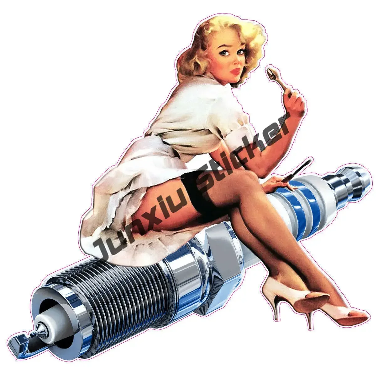 Classic Pinup Lady Bumper Sticker - 5 Inch Vinyl Decal For Cars & Windows