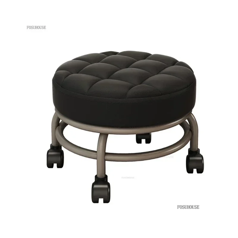 Creative Small Pedicure Chairs Modern Salon Furniture Beauty Salon Professional Chair Home Soft Bag Round Low Stool with Wheels
