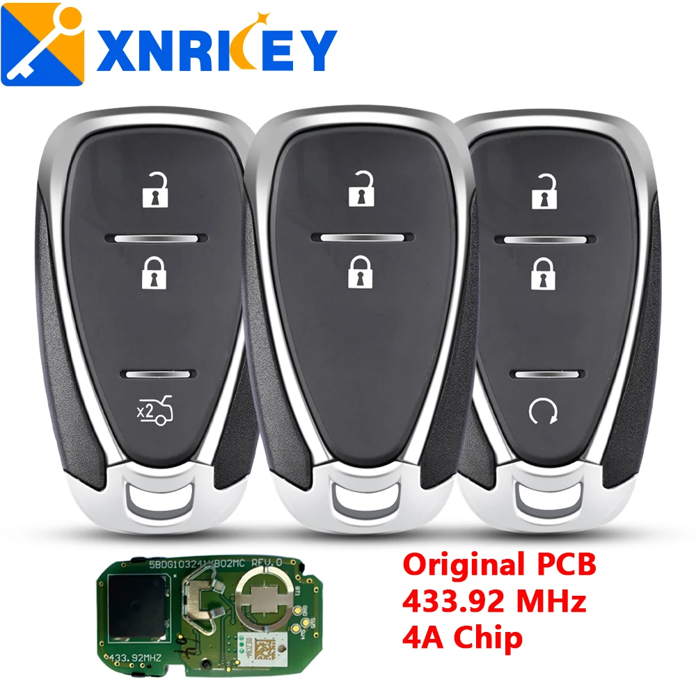 

XNRKEY 2/3 Button Original Smart Remote Car Key PCF7938X/4A Chip 433.92Mhz for Chevrolet Tracker Orlando JM Trax Key with Logo