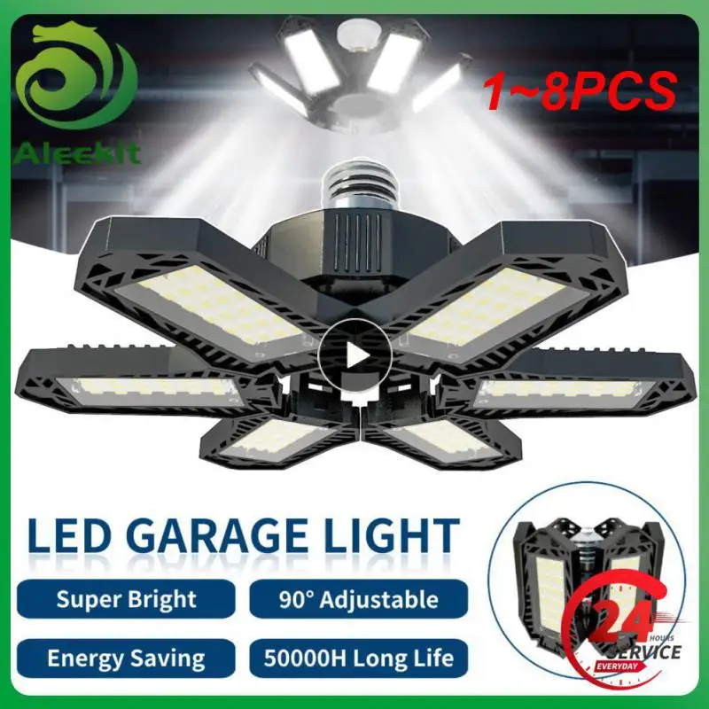 

1~8PCS Panels LED Garage Light Deformable Ceiling Light Adjustable Led Bulb E27/E26 LED Lights For Garage Workshop Storage