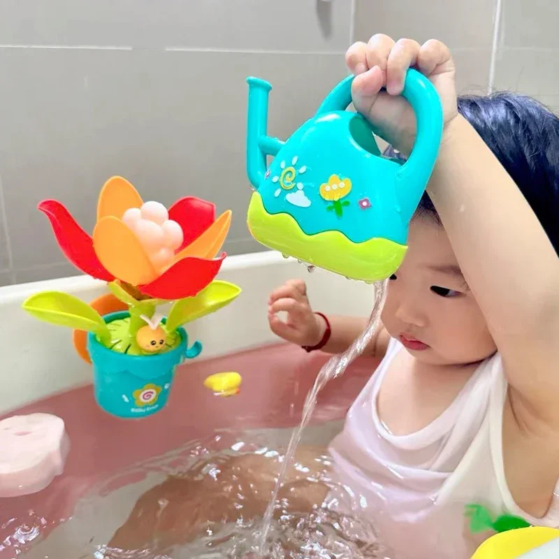 Baby Flowering Bath Toys Water Shower Bathing Toys Water Game for Kids Fun Sunflower Bath with Kettle Bathroom Toy for Children