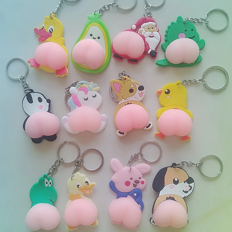 Spremere Butt Portachiavi Fidget Butt Doll Cartoon Mini Portachiavi Palla Squishy Novità Regalo Auto Portachiavi Ciondolo Borsa Scuola Studente