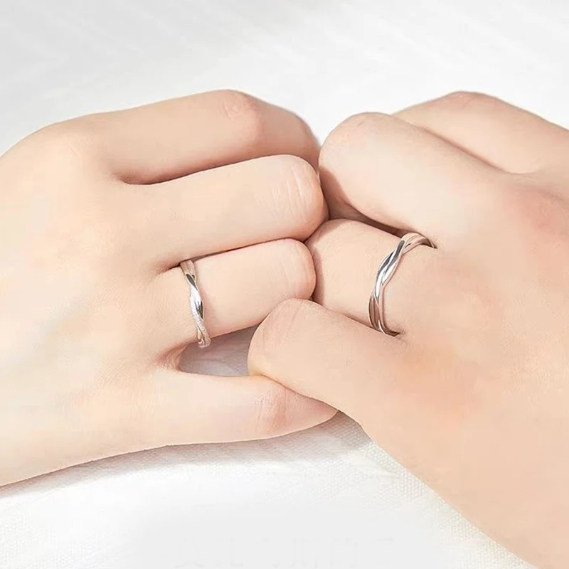 Couple Rings Set Simple Opening Adjustable Finger Ring For Women Men Anniversary Gift