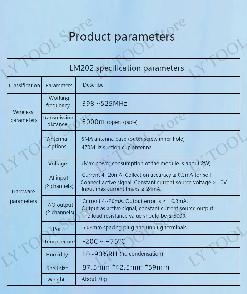 LM202 analog wireless transmission module current controller 4-20mA current acqu