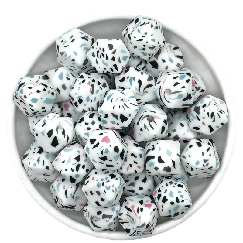 Colorful Hexagon Silicone Beads for DIY Crafts and Decorations (10/20pcs, 14mm)