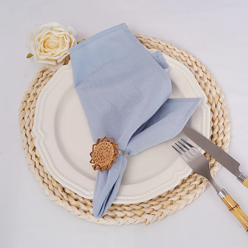 Cotton Napkins 12 PCS Table Cloth Napkins Cotton Durable 30x45cm Fabric Reusable Uniform Color For Kitchen Dining Easter Wedding Decoration
