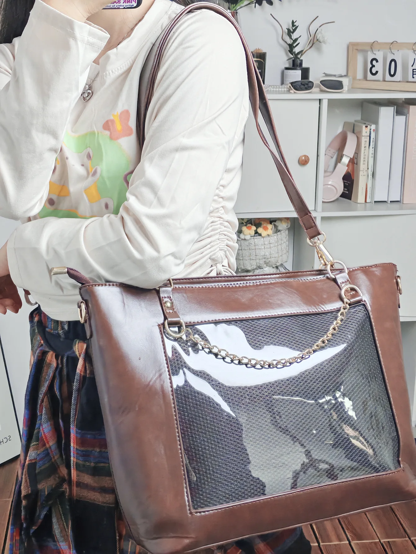JIAERDI Transparent Brown Ita Bag Women 2025 New Large Capacity Pain Bags Handbag Ladies Vintage Shoulder Tote Bag Aesthetic