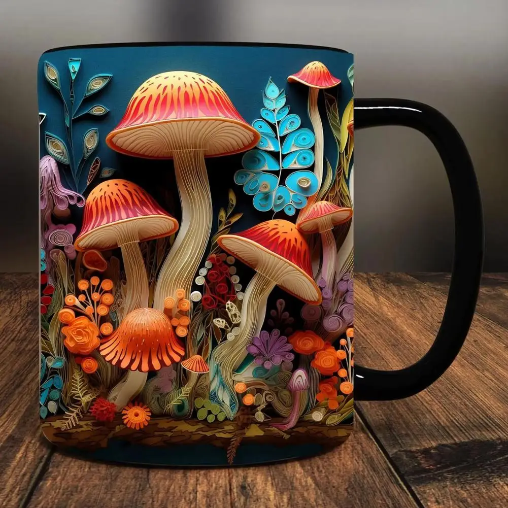 

White Ceramic Mug 3d Mushroom Print Smooth Coffee Mug Heat Resistant Ceramics Portable Office Kitchen Mug 300ml Capacity Food
