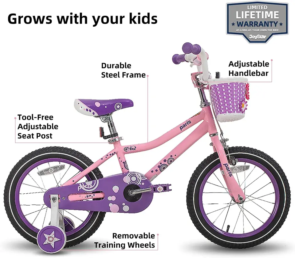 Strider Bike Kids Bike JOYSTAR Flower 14 Inch Girls Bike With