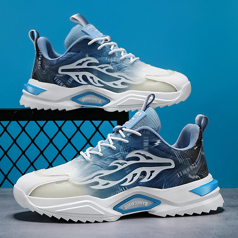 Men's Lace-Up Gradient Color Casual Sneakers, Comfortable and Stylish Thick-Soled Shoes Suitable for Outdoor Walking, Jogging, and Camping, Versatile Casual Wear, Lightweight and Durable Design, Suitable for Men, Suitable for Gym and Outdoor Activities