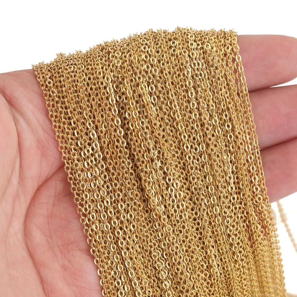 2 Meter Edelstahl-Kabelketten mit Textur für die Schmuckherstellung, O-förmige Kette, DIY-Halskette, Armband, Schmuckkette, Zubehör – Detail 6