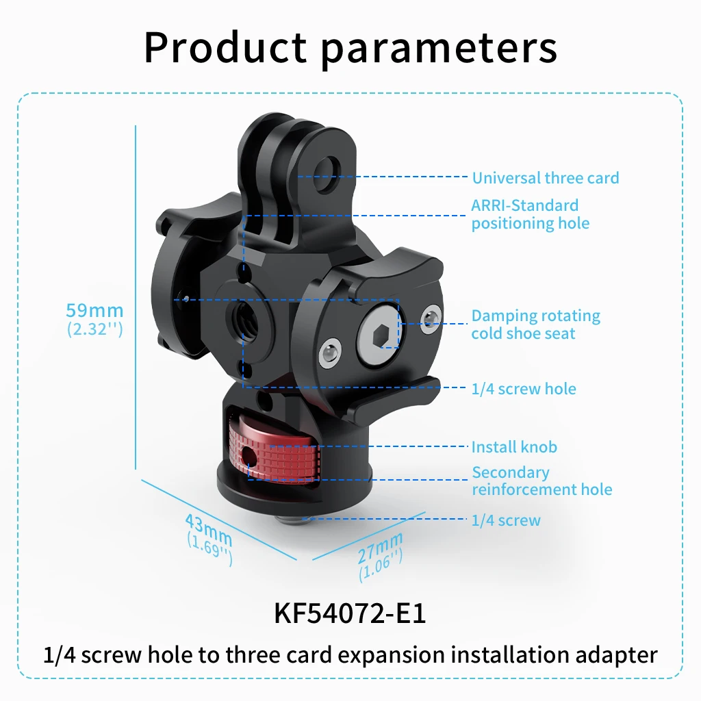 Kaltschuhhalterung Stativadapter 1/4 3/8 ARRI Loch für Gopro Insta360 Osmo 360 Action Kamerahalter SLR Käfig Mikrofon Licht Telefonständer – Detail 18