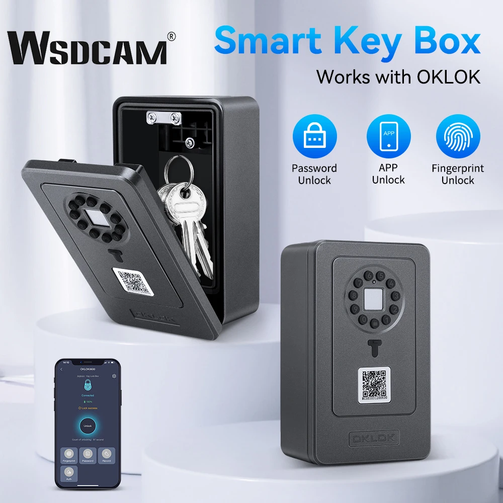 

WSDCAM Smart Fingerprint Key Storage Box Bluetooth Wireless Password Storage Box Safe Security Anti-theft box