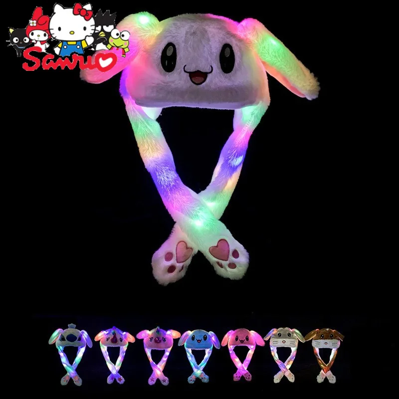 3 8cm round luminous glow in the dark thank you sticker self adhesive sealed label gift box decoration small bussiness packages Sanrio Cinnamoroll Pikachu Air Bag Pinched Ear Moving Luminous Hat Rabbit Women's Cute Parent-child Cartoon Holiday Decoration