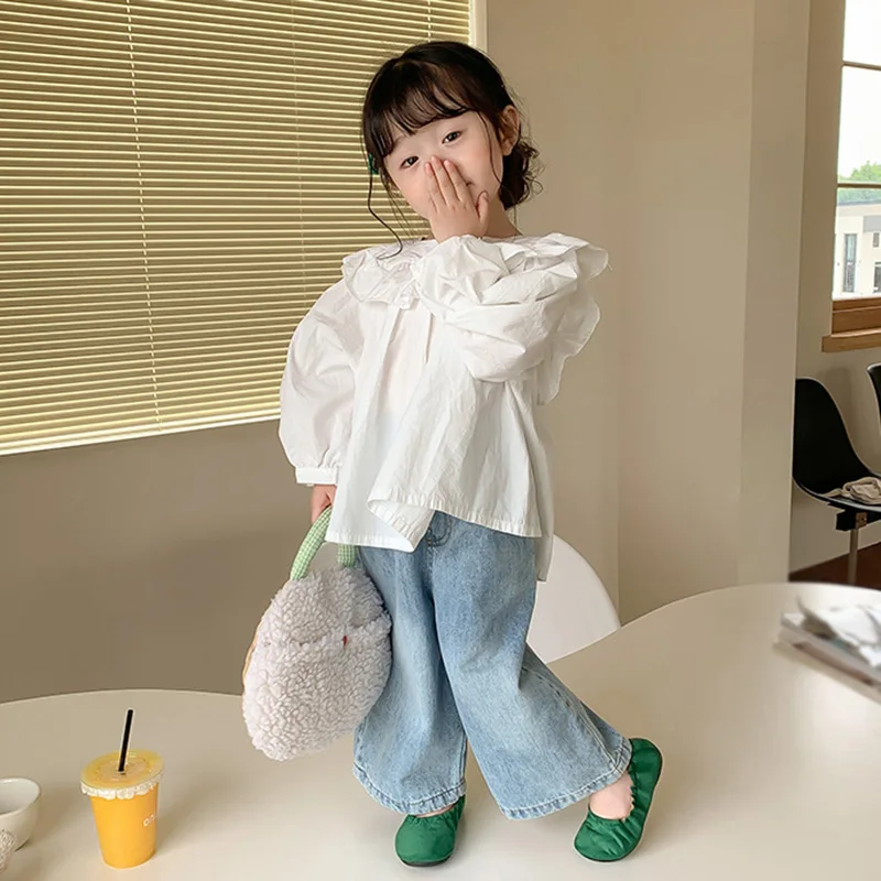 

Elastic Waist Wide Leg Pants Korean Version Casual Pants Girls Loose Straight Jeans Skin Friendly And Breathable
