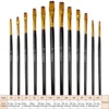 12pcs Flat Paint Brush Set - Professional Artist Quality for Acrylic, Oil, Watercolor & Gouache with Durable Synthetic Nylon 2