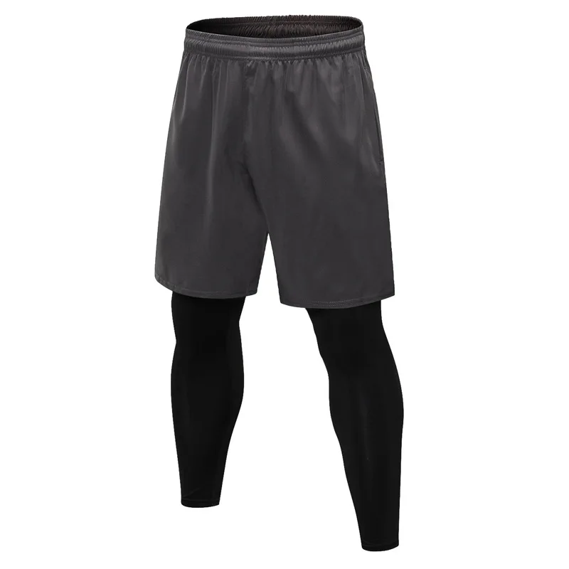 Men Cycling Tights Fitness Sport Leggings 2-in-1 Running Sweatpants with Pocket Gym Trousers Quick Dry Bottoms Jogger Sportswear