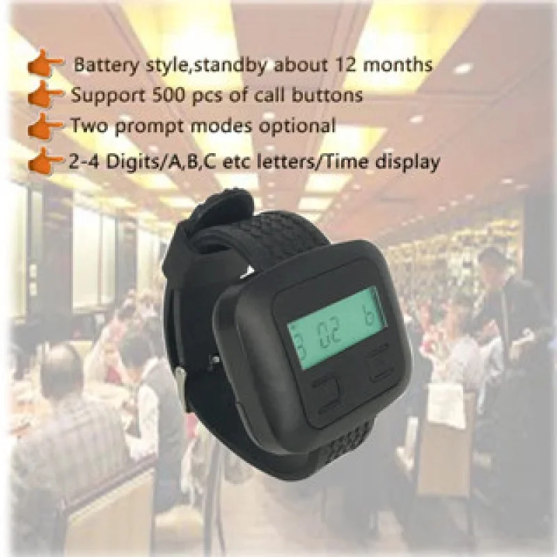 QWICALL Only One Waiter Watch Pager Receiver in 433MHz Wireless Service Restaurant Hotel Cafe Calling System