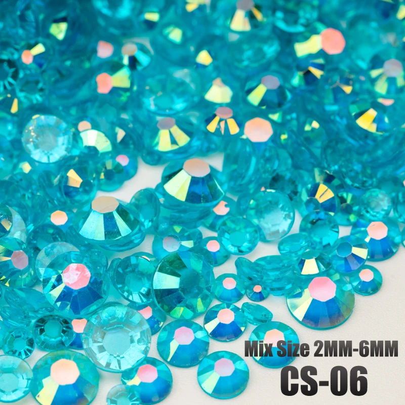 VDD 30g/100g Mix Größe 2-6mm Harz Strass Kristall Farbe AB Flatback Kunststoff Großhandel für DIY Nail Art Handwerk Dekorationen – Detail 8