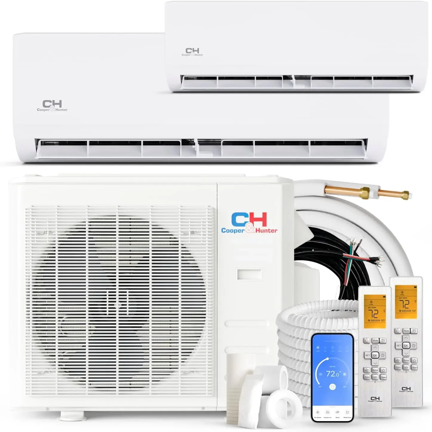 28000-BTU Dual 2 Zone 9000 18000 BTU Wall Mount 23.80 SEER 24.6 SEER2 Ductless Mini Split Air Conditioner Heat Pump Full Set 1 28000-BTU Dual 2 Zone 9000 18000 BTU Wall Mount 23.80 SEER 24.6 SEER2 Ductless Mini Split Air Conditioner Heat Pump Full Set 1