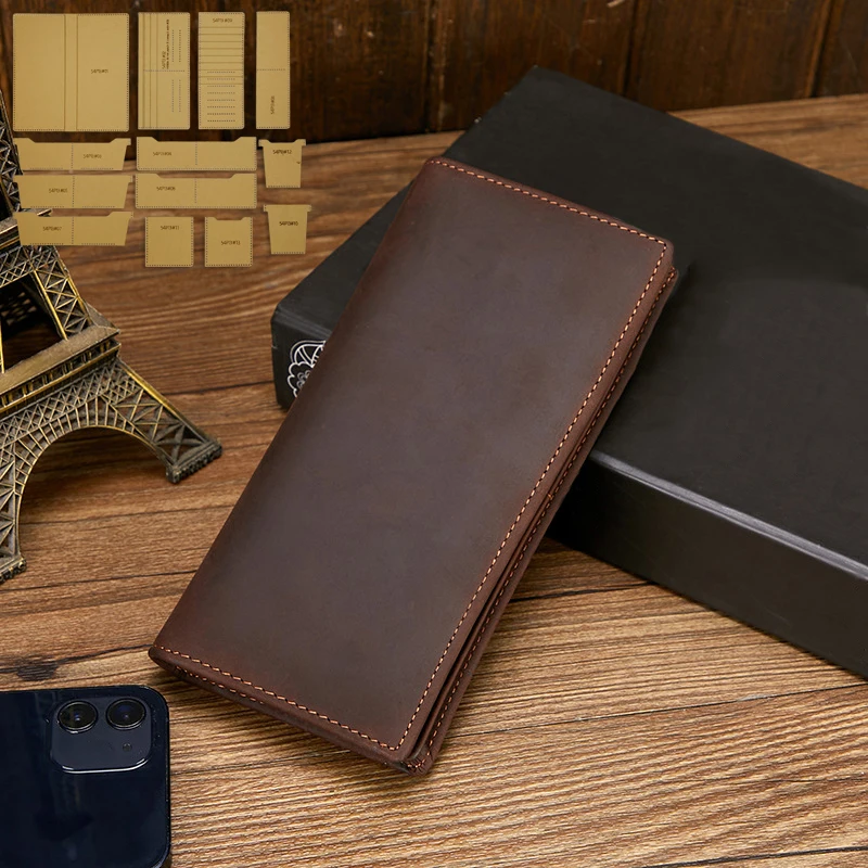 YOMDID 13PCS Long Folding Wallet Making Kraft Paper Stencil DIY Leather Plate Mold Handmade Wallet Making Supplies