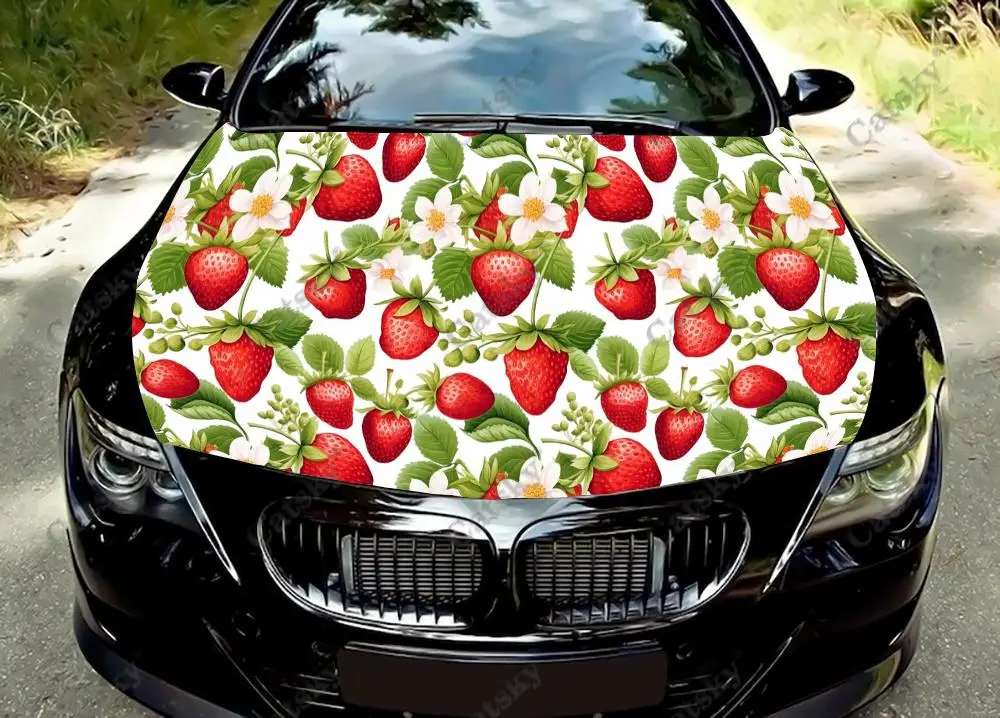 

Watercolor Strawberries Pattern Car Hood Decal Truck Decals Vinyl Sticker Graphic Wrap Stickers Trucks Cars Bonnet Vinyls